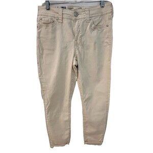 NEW Seven 7 Starlette Mid Rise Skinny Stretch Crop Neutral‎ Color Denim Size 8